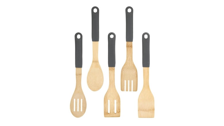silicone handle bamboo kitchen utensils