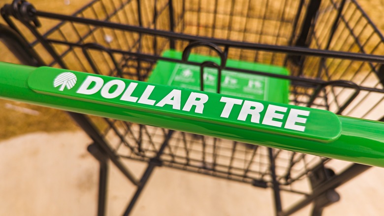 handle of Dollar Tree shopping cart