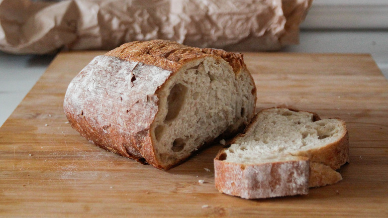 sourdough bread on a chopping board