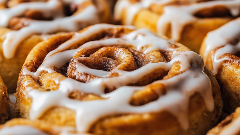 close-up of a cinnamon roll