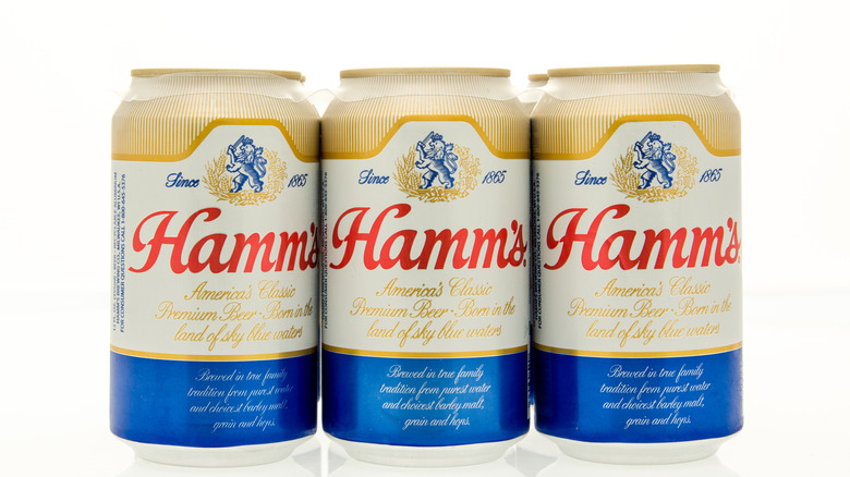 Three cans of Hamm's Beer