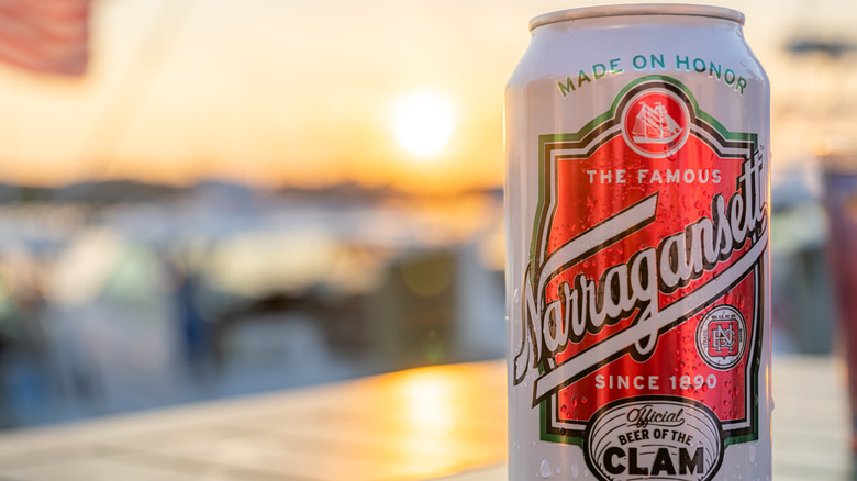 A can of Narragansett Lager on a table