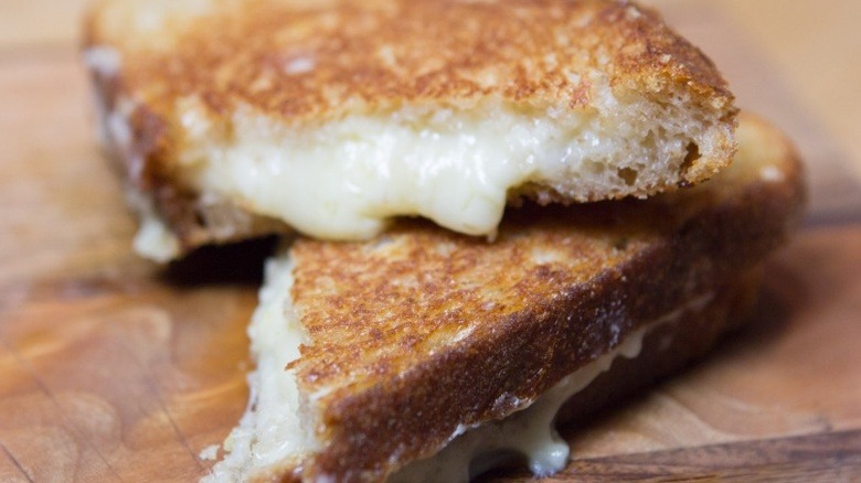 Grilled cheese sandwich on a cutting board