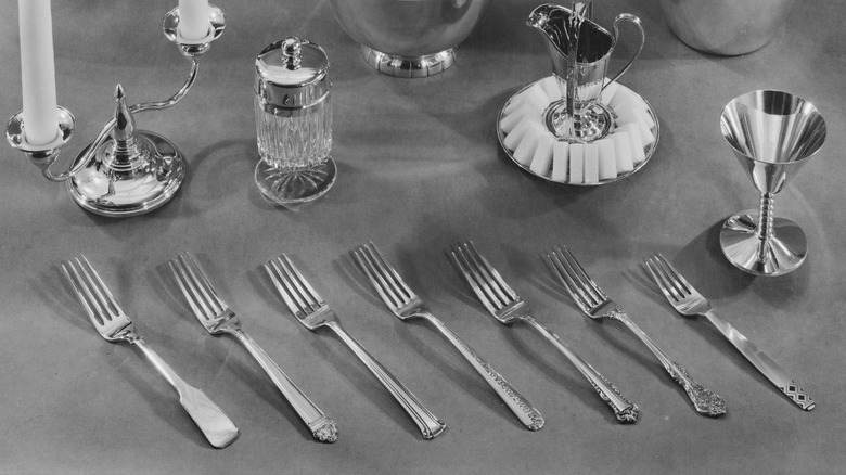 Collection of varied forks on table