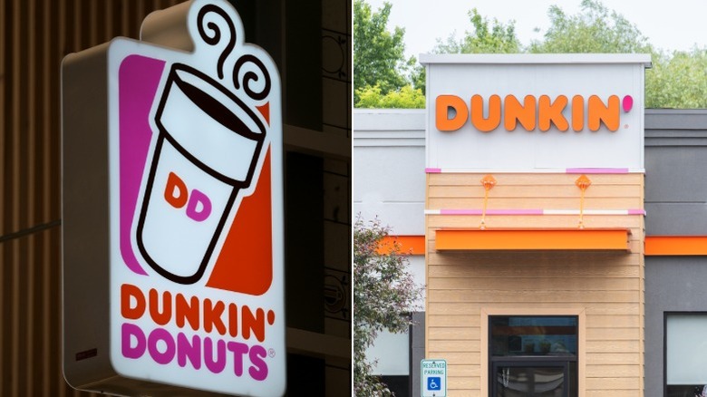 Old (left) and new (right) Dunkin' logos