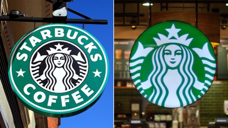 Old (left) and new (right) Starbucks logos