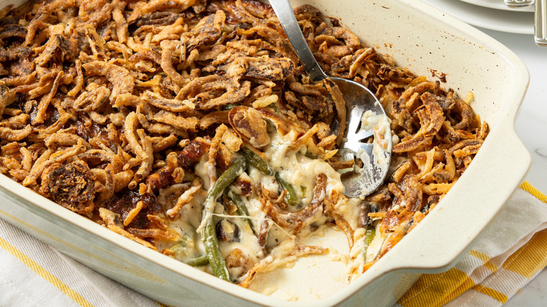 tray of green bean casserole