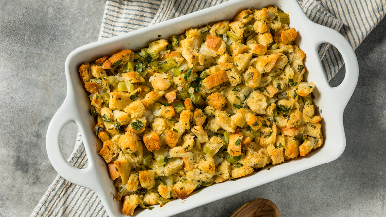 tray of brioche stuffing