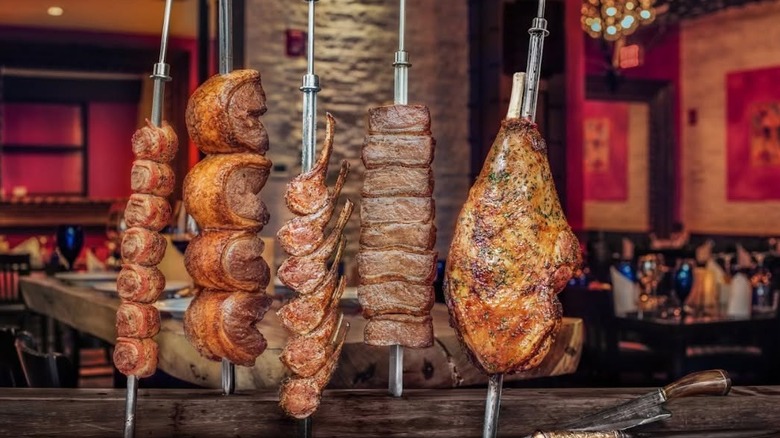 Meats on skewers at Texas de Brazil steakhouse