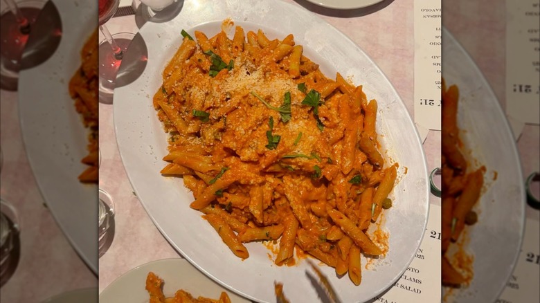 A plate of penne alla vodka at Emilio's Ballato in New York City