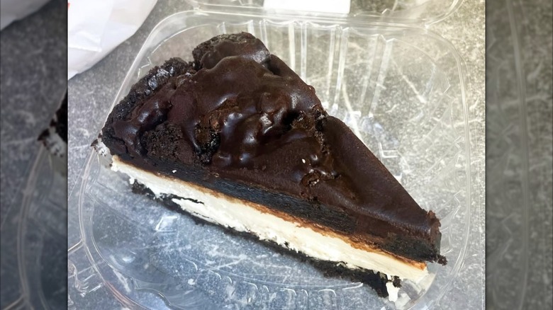 A slice of chocolate cheesecake from Junior's in NYC