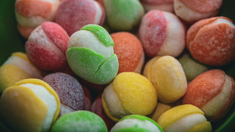 A pile of freeze dried Skittles