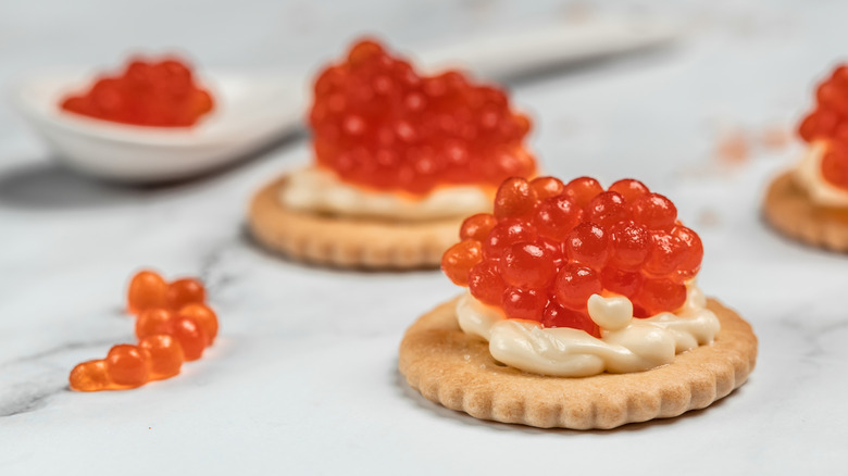 caviar topping a cracker