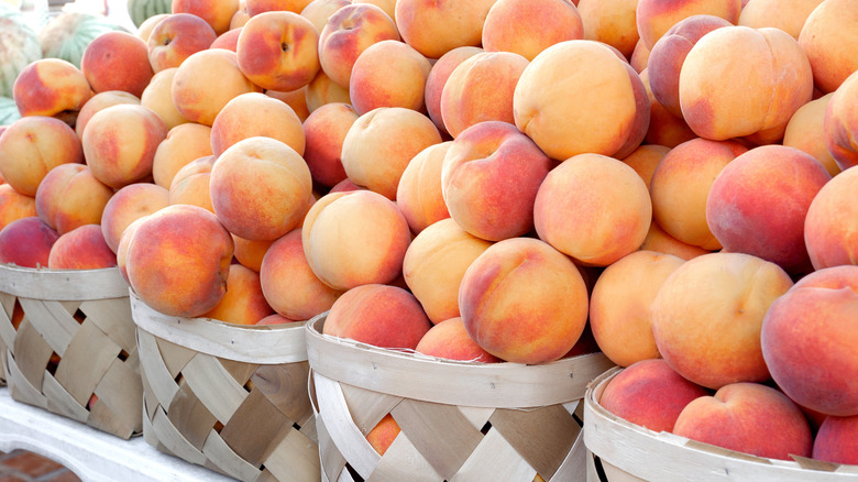 crates of peaches