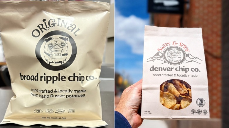 Broad Ripple Chip Co. bag, and a Denver Chip Co. bag