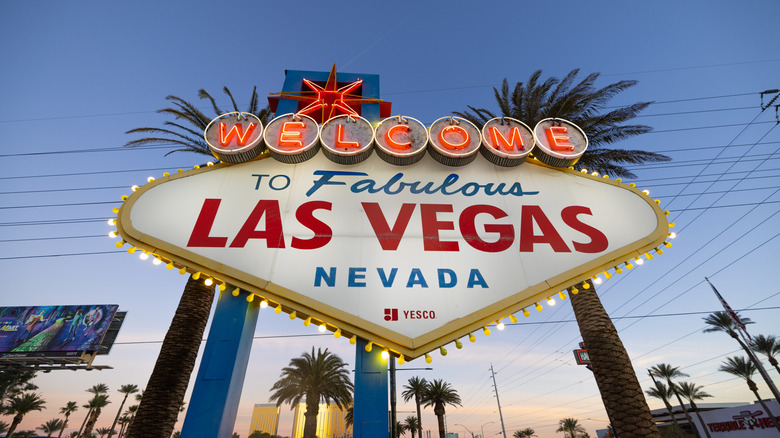 Low angle of the Welcome to Fabulous Las Vegas sign
