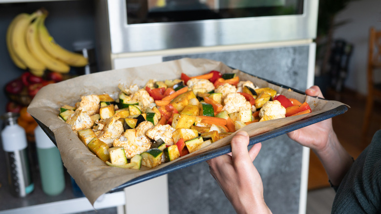 Vegetables on parchment paper