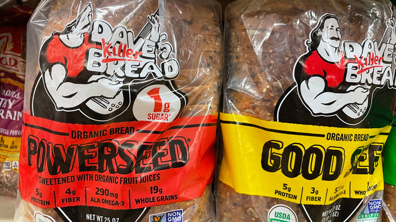 Two loaves of Dave's Killer Bread, one Powerseed