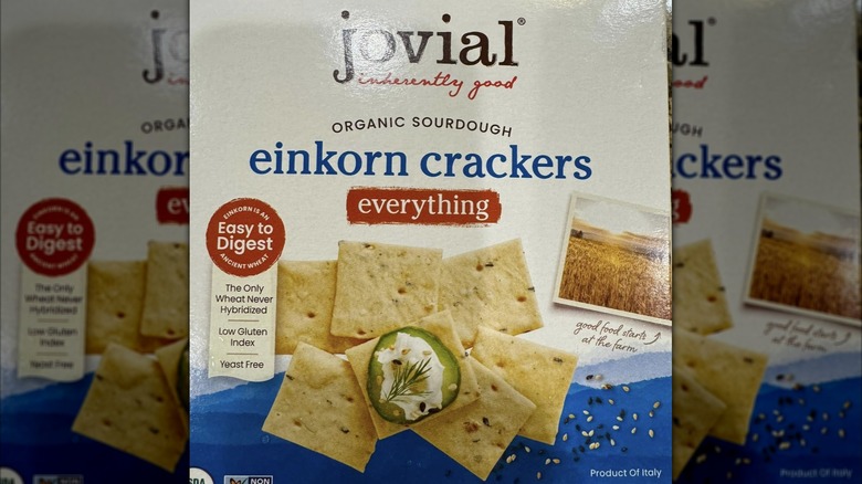 Box of Jovial Organic Einkorn Sourdough Everything Crackers