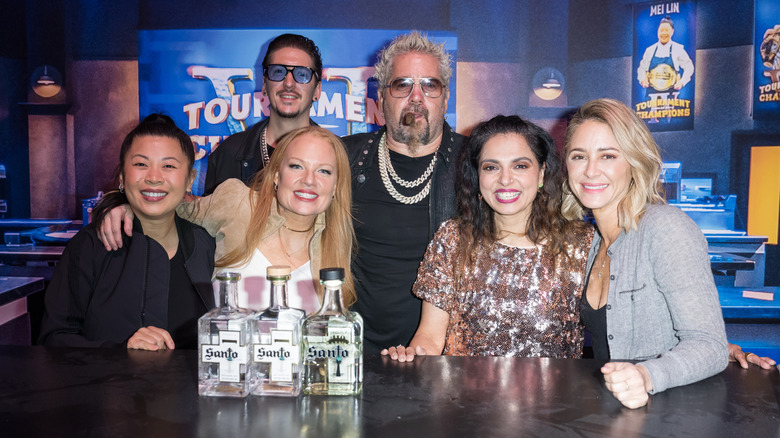 Guy Fieri and son Hunter with popular Food Network chefs like Maneet Chauhan and Tiffani Faison