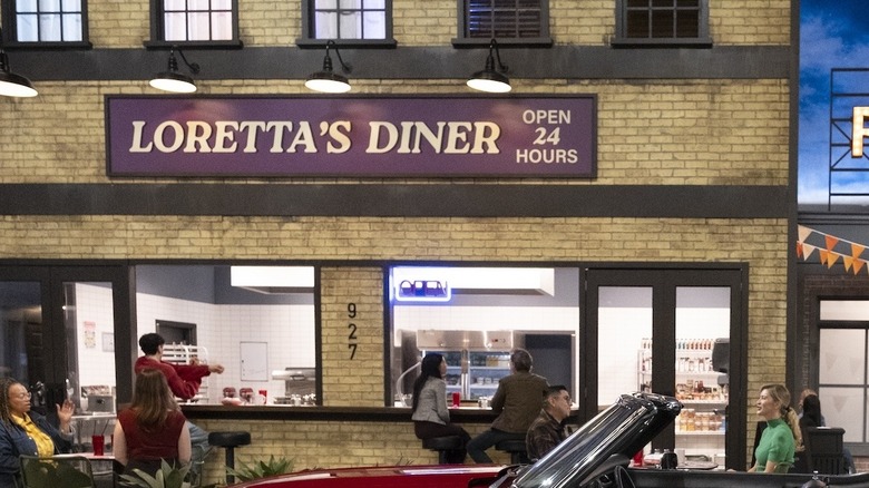 Close-up of one of the restaurants in Flavortown, Loretta's Diner