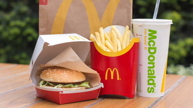 McDonald's meal next to bag