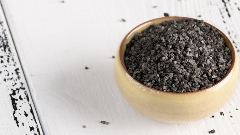 bowl of black salt