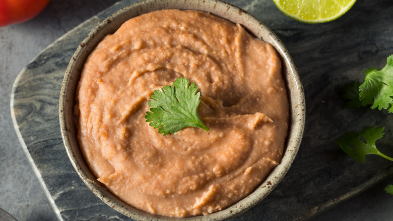 refried beans in bowl