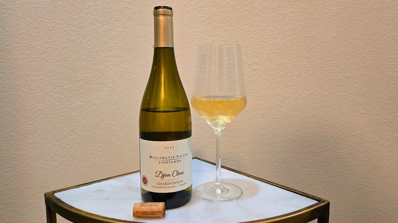 Willamette Valley Vineyards Dijon Clone Chardonnay Willamette Valley and glass