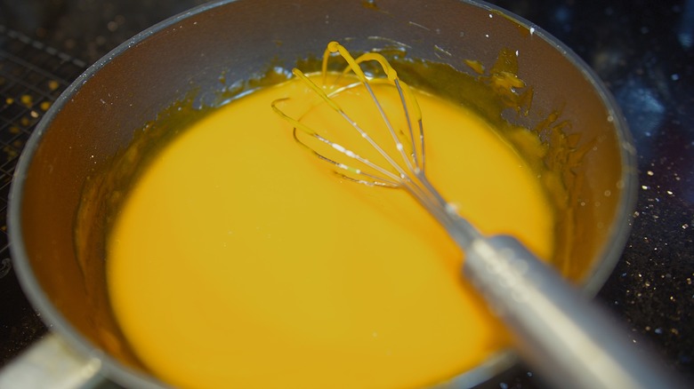 Bowl filled with liquid egg