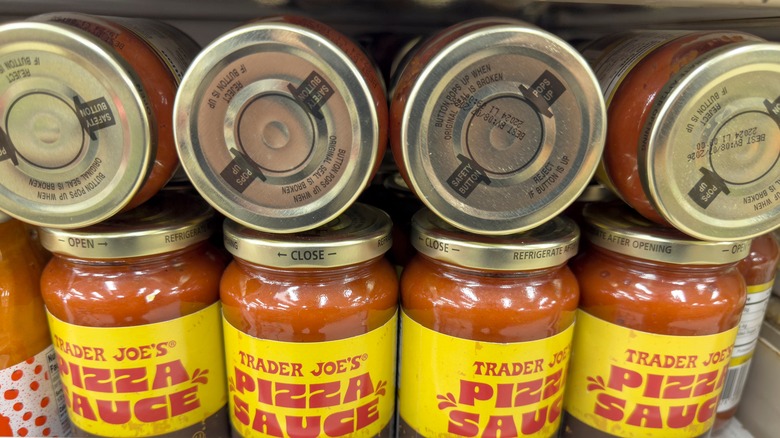 Jars of Trader Joe's pizza sauce