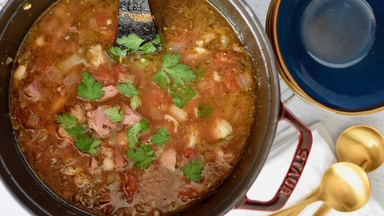 Pot of ham and bean soup