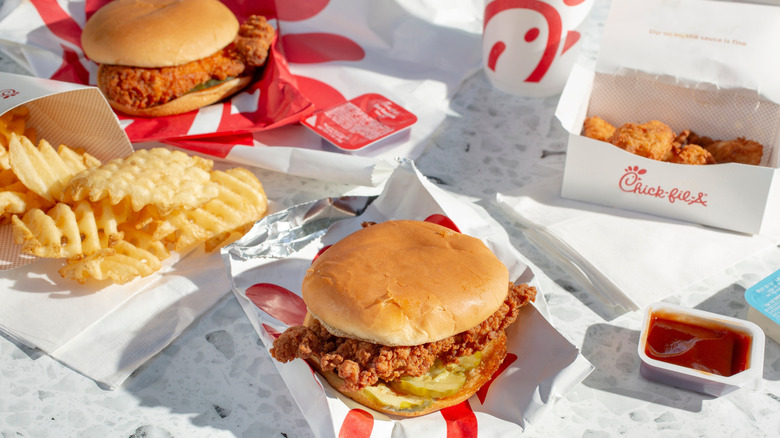 Chick-fil-A sandwiches, fries, and nuggets
