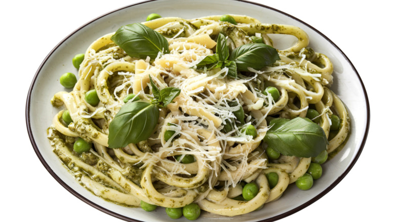 paste with pea pesto
