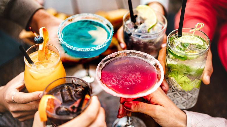 classic bar cocktails in glasses