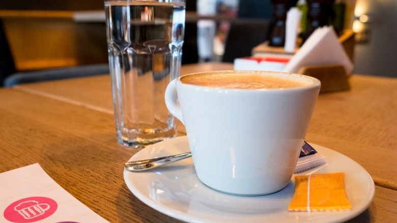 A cappuccino in a cafe