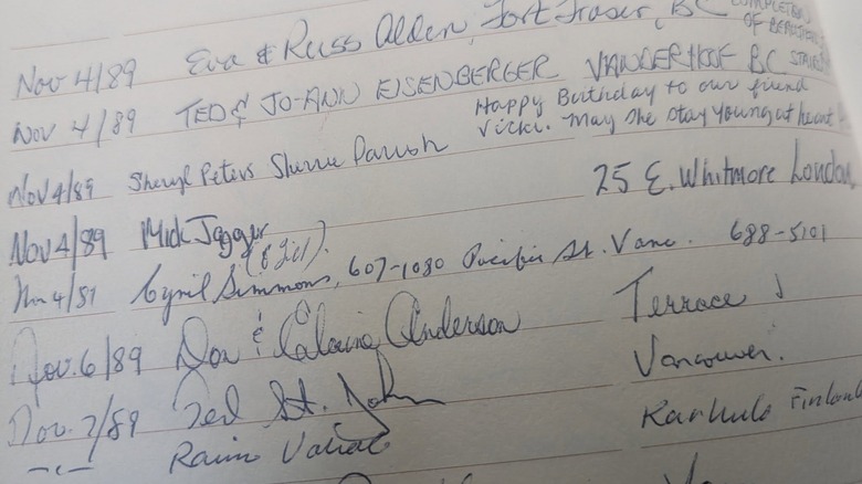 Mick Jagger's signature on Rosel's registry