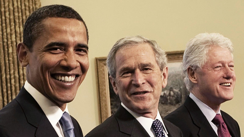 Former presidents Obama, Bush, and Clinton