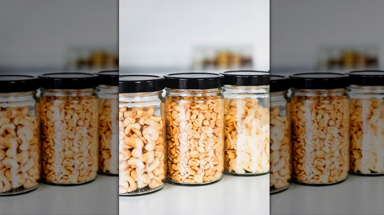 jars of nuts on kitchen counter