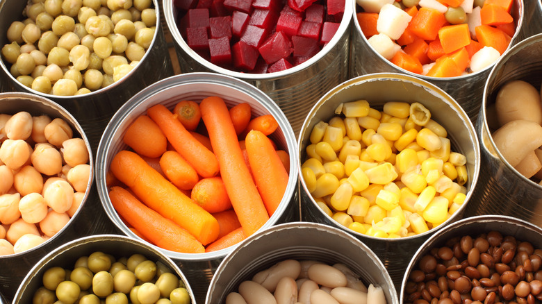 Open and drained canned food