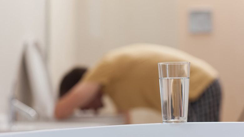 sick person with drinking hangover