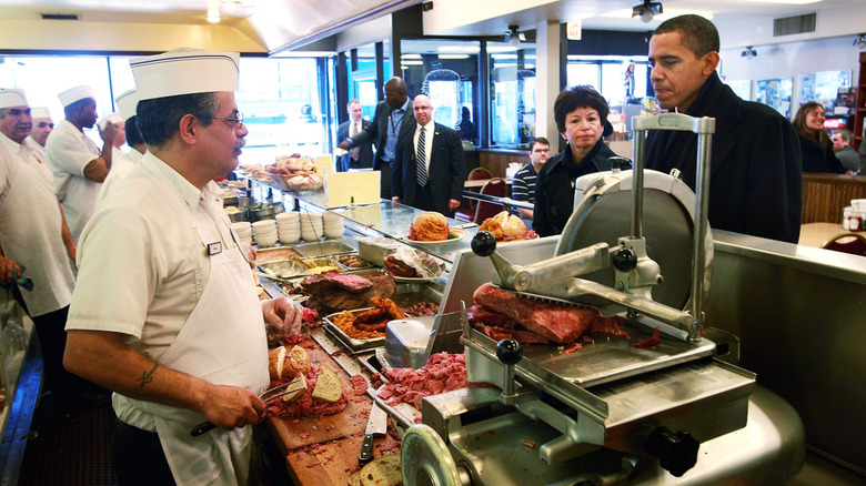President Obama orders food at Manny's Cafeteria