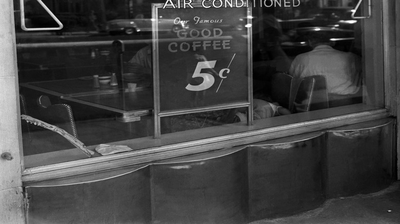 The front window of a vintage cafeteria