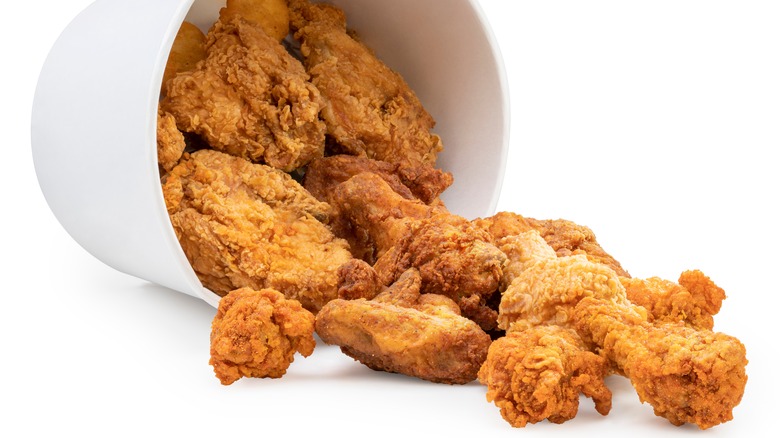 fried chicken in a bucket