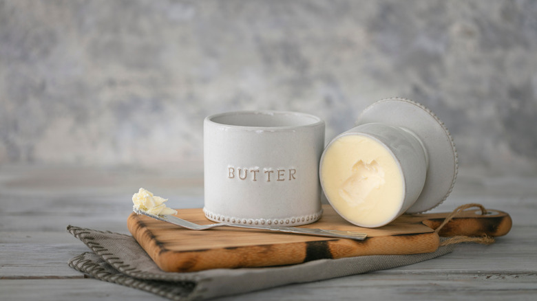 white butter bell filled with butter