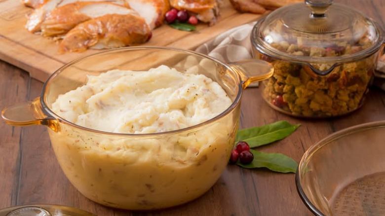 Corning Visions stewpot with mashed potatoes