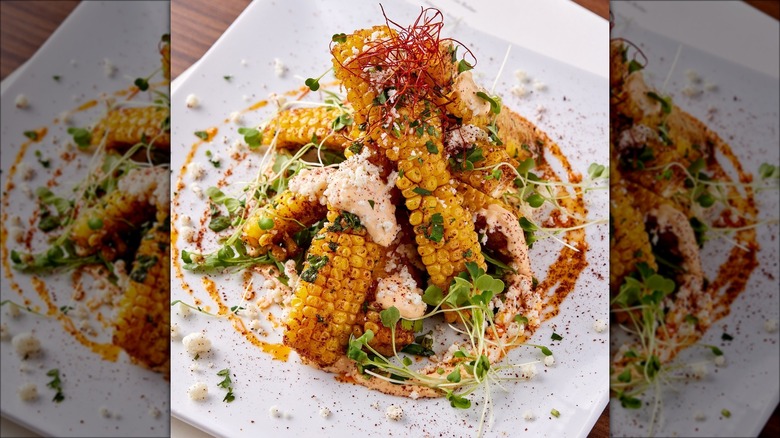 corn dish white plate