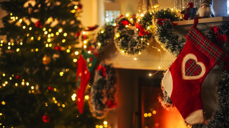 Christmas stockings hanging by the fire