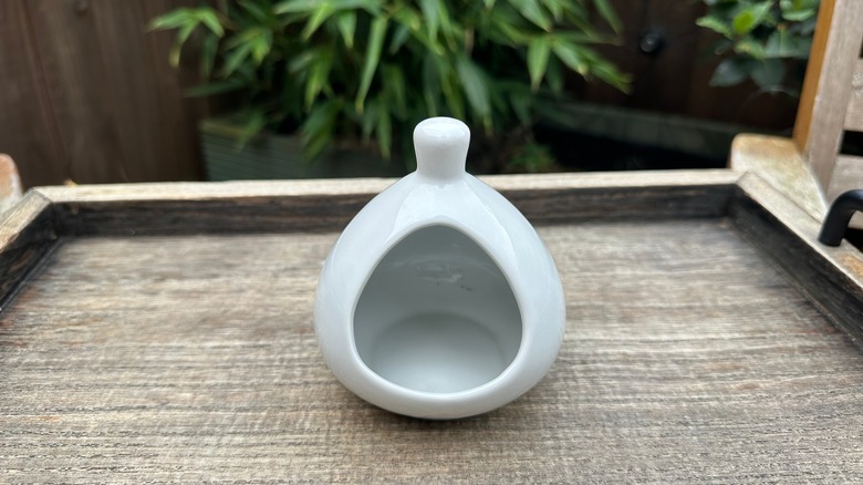 Salt crock on wooden table