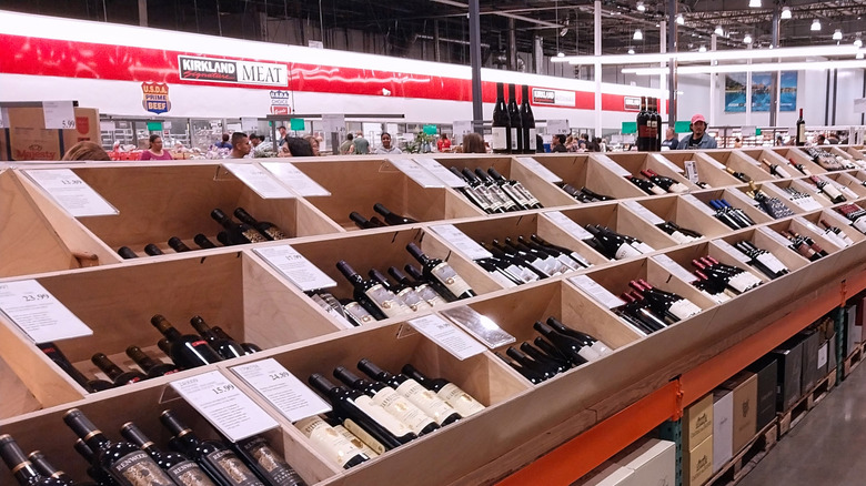 Costco wine bins and shoppers